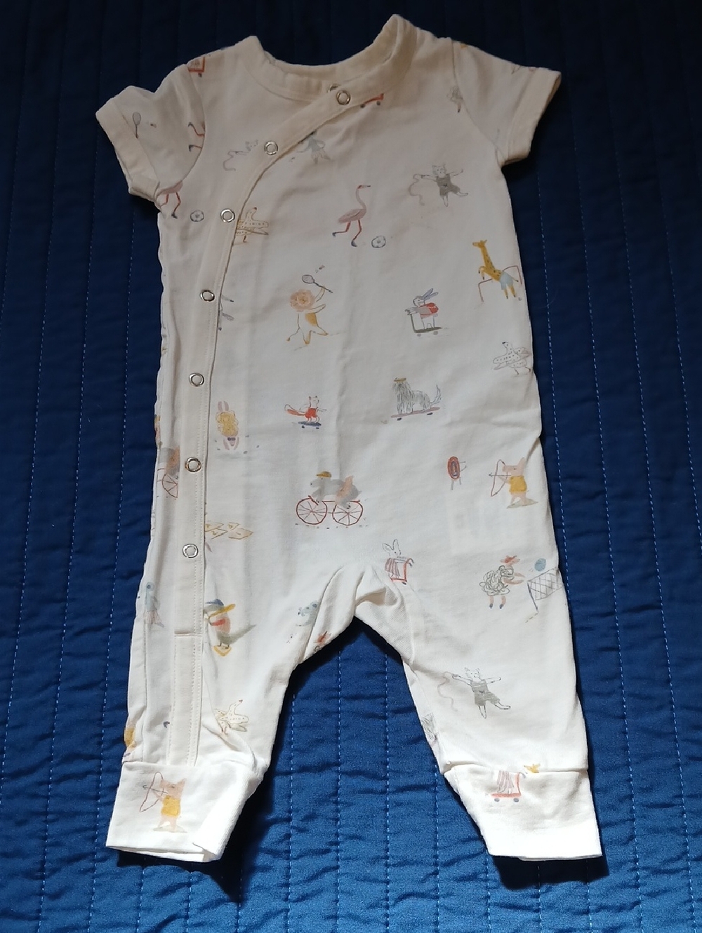Pehr White Printed Baby One-Piece Romper with Snap Front